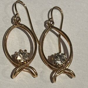 Vintage Gold Earrings with Silver Accents
